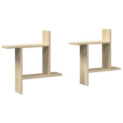 Стенни рафтове, 2 бр, дъб сонома, 50x12x50 см, инженерно дърво