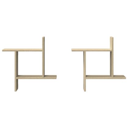 Стенни рафтове, 2 бр, дъб сонома, 50x12x50 см, инженерно дърво