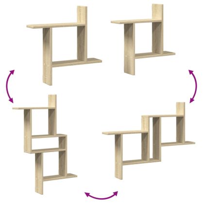 Стенни рафтове, 2 бр, дъб сонома, 50x12x50 см, инженерно дърво