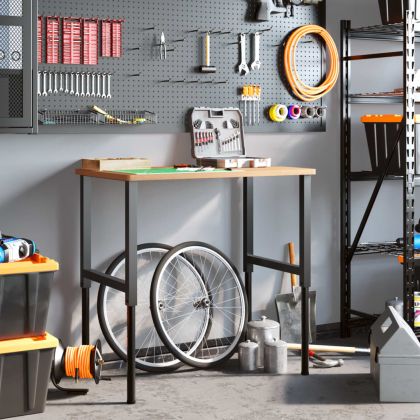 Работна маса 100x60x(71,5-98) см масивно дърво бук правоъгълна