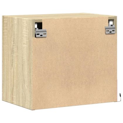 Нощно шкафче за стена с LED осветление, дъб сонома