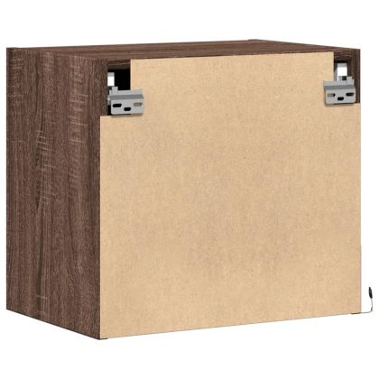 Нощно шкафче за стена с LED осветление, кафяв дъб