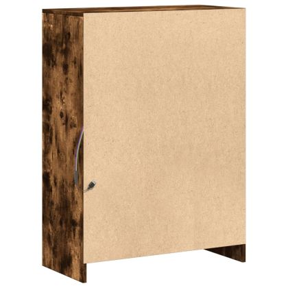 Сайдборд с LED, опушен дъб, 72x34x100 см, инженерно дърво