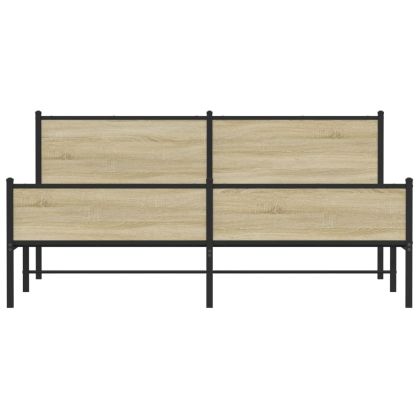 Метална рамка за легло, без матрак, сонома дъб, 183x213 см