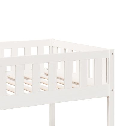 Двуетажно легло, бяло, 80x200 см, борово дърво масив