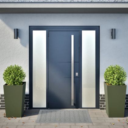 Градински кашпи, 2 бр, маслиненозелени, 45x45x75 см, стомана