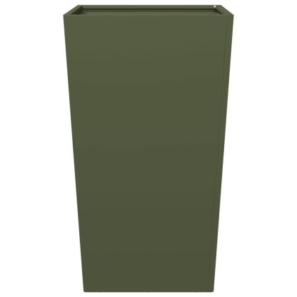 Градински кашпи, 2 бр, маслиненозелени, 45x45x75 см, стомана