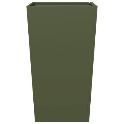 Градински кашпи, 2 бр, маслиненозелени, 45x45x75 см, стомана