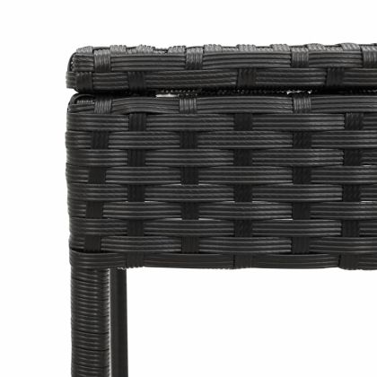 Комплект от 3 части шезлонги с възглавници черен полиратан