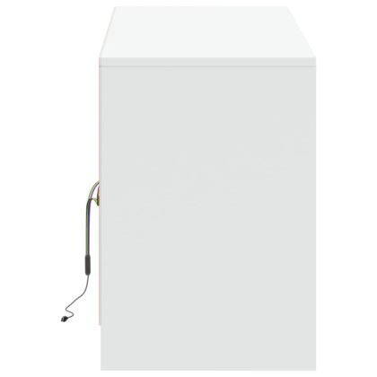 ТВ шкаф с LED, бял, 139,5x34x50 см, инженерно дърво