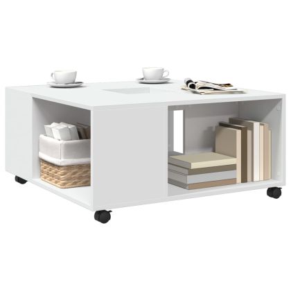 Кафе маса, бяла, 80x80x40 см, инженерно дърво