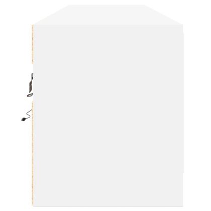 Стенен ТВ шкаф с LED, бял, 180x31x38 см