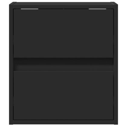 Нощни шкафчета за стена с LED осветление, 2 бр, черни