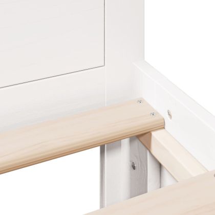 Рамка за легло без матрак, с табла, бял, 140x200 см, бор масив