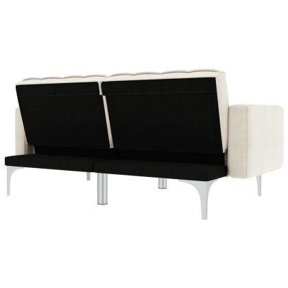 Разтегателно канапе, кремаво, плат