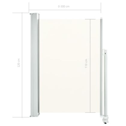 Прибираща се странична тента, 120х300 см, кремава
