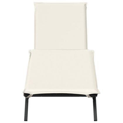 Шезлонг с шалте, черен, полиратан