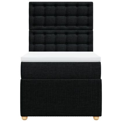 Боксспринг легло с матрак, черно, 90x200 см, плат