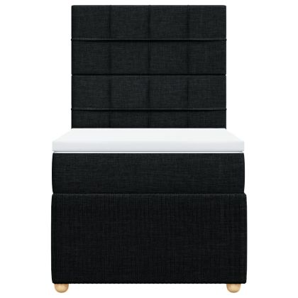 Боксспринг легло с матрак, черно, 90x200 см, плат