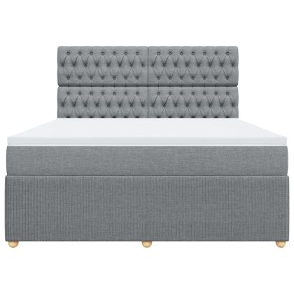 Боксспринг легло с матрак, светлосиво, 180x200 см, плат