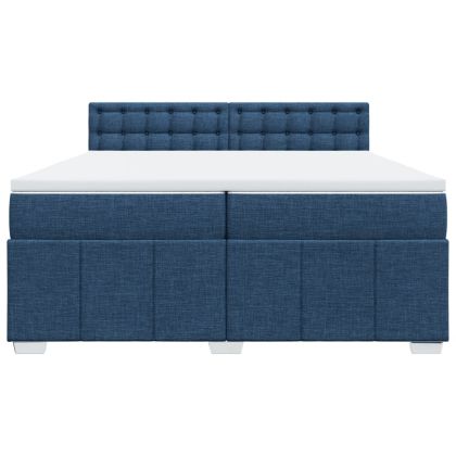 Боксспринг легло с матрак, синьо, 200x200 см, плат