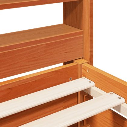 Рамка за легло без матрак, восъчнокафяв, 75x190 см, бор масив