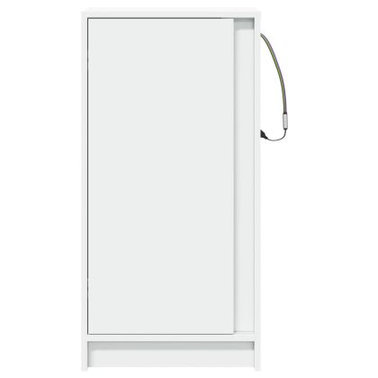 Сайдборд с LED, бял, 42,5x34x85 см, инженерно дърво