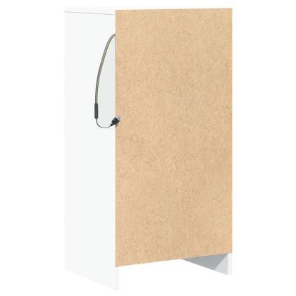 Сайдборд с LED, бял, 42,5x34x85 см, инженерно дърво