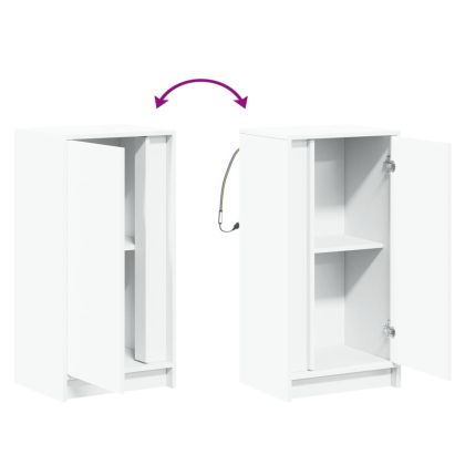 Сайдборд с LED, бял, 42,5x34x85 см, инженерно дърво