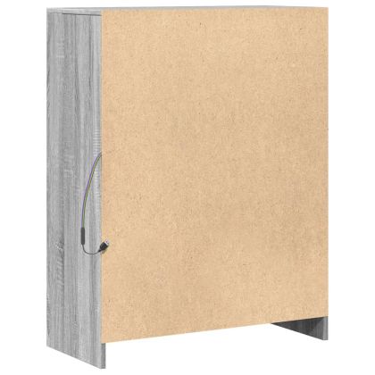 Сайдборд с LED, сив сонома, 77x34x100 см, инженерно дърво