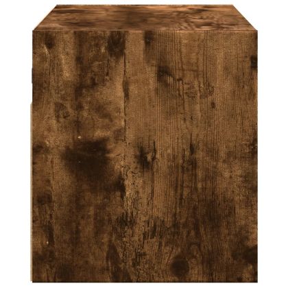 Стенен ТВ шкаф с LED осветление, опушен дъб, 100x31x35 см