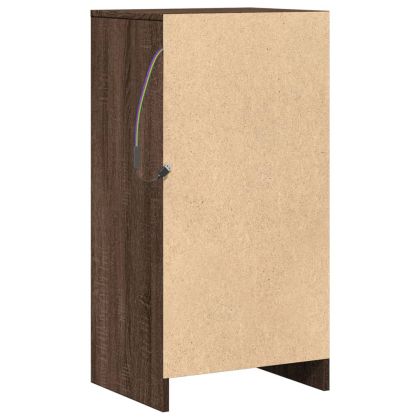 Сайдборд с LED, кафяв дъб, 42,5x34x85 см, инженерно дърво