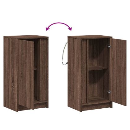 Сайдборд с LED, кафяв дъб, 42,5x34x85 см, инженерно дърво