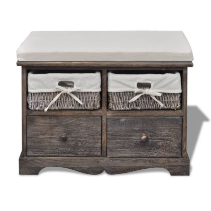 Пейка за съхранение, кафява, 62x33x42 см, дърво от пауловния