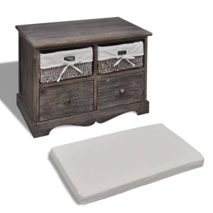 Пейка за съхранение, кафява, 62x33x42 см, дърво от пауловния