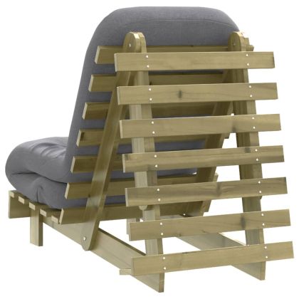 Футон кресло с матрак, 60x206x11 см, импрегнирано борово дърво