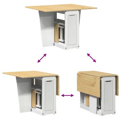 Трапезен комплект Corona тип пеперуда 5 части сгъваем бял бор