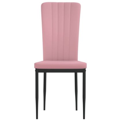 Трапезни столове, 2 бр, розови, кадифе
