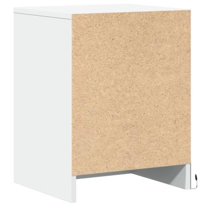 Нощни шкафчета с LED, 2 бр, бяло, инженерна дървесина