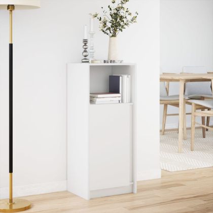 Сайдборд с LED, бял, 42,5x34x100 см, инженерно дърво