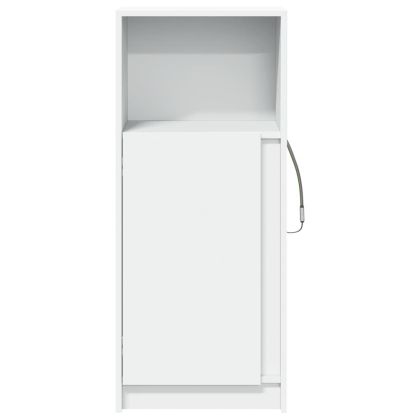 Сайдборд с LED, бял, 42,5x34x100 см, инженерно дърво