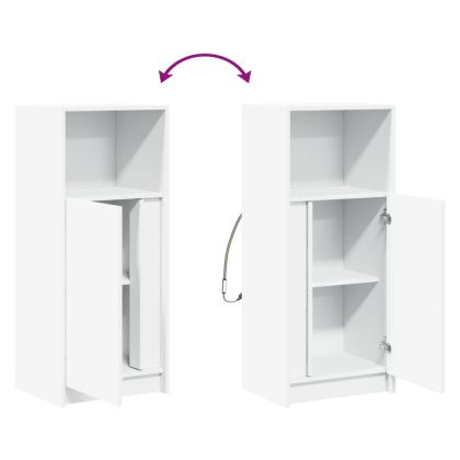 Сайдборд с LED, бял, 42,5x34x100 см, инженерно дърво