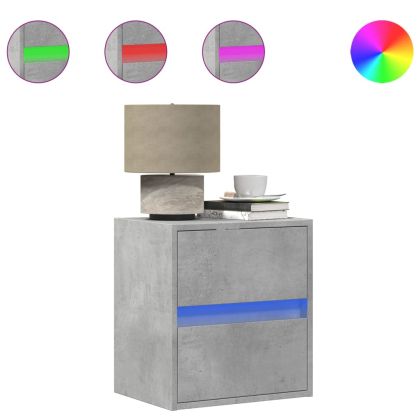 Стенен ТВ шкаф с LED осветление, бетонно сив, 41x31x45 см