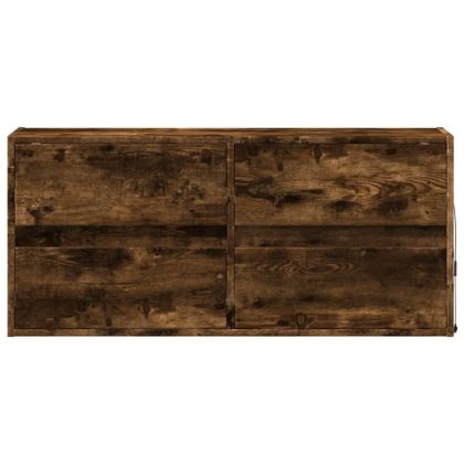 Стенен ТВ шкаф с LED осветление, опушен дъб, 100x31x45 см