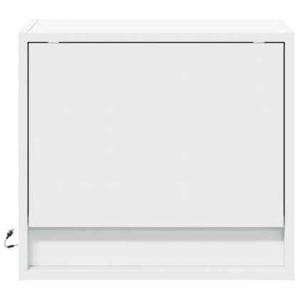 Нощни шкафчета за стена с LED осветление, 2 бр, бели