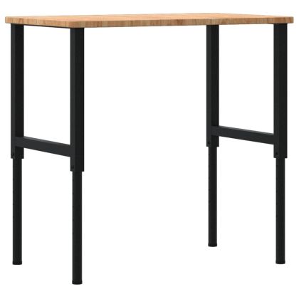 Работна маса светлокафяв 100x60x(71,5-98) см дъб масив