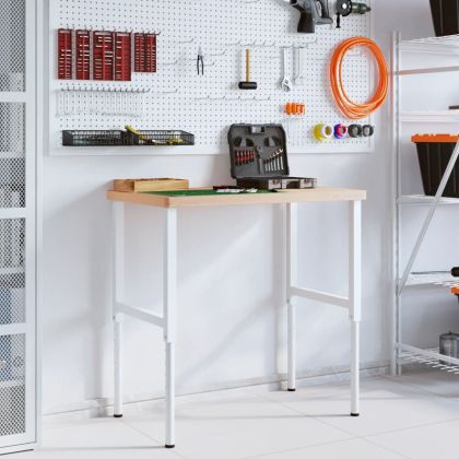 Работна маса 100x60x(73-99,5) см масивно дърво бук правоъгълна