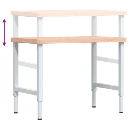 Работна маса 100x60x(73-99,5) см масивно дърво бук правоъгълна