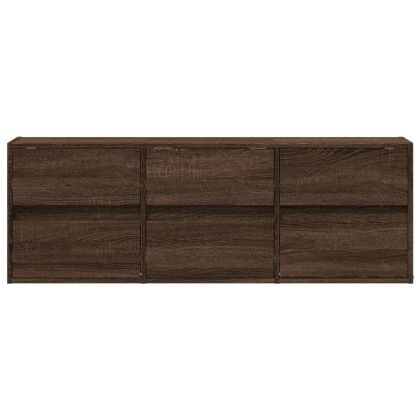 Стенен ТВ шкаф с LED осветление, кафяв дъб, 130x31x45 см