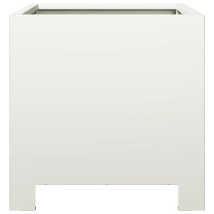 Градинска кашпа, бял, 30x30x30 см, стомана